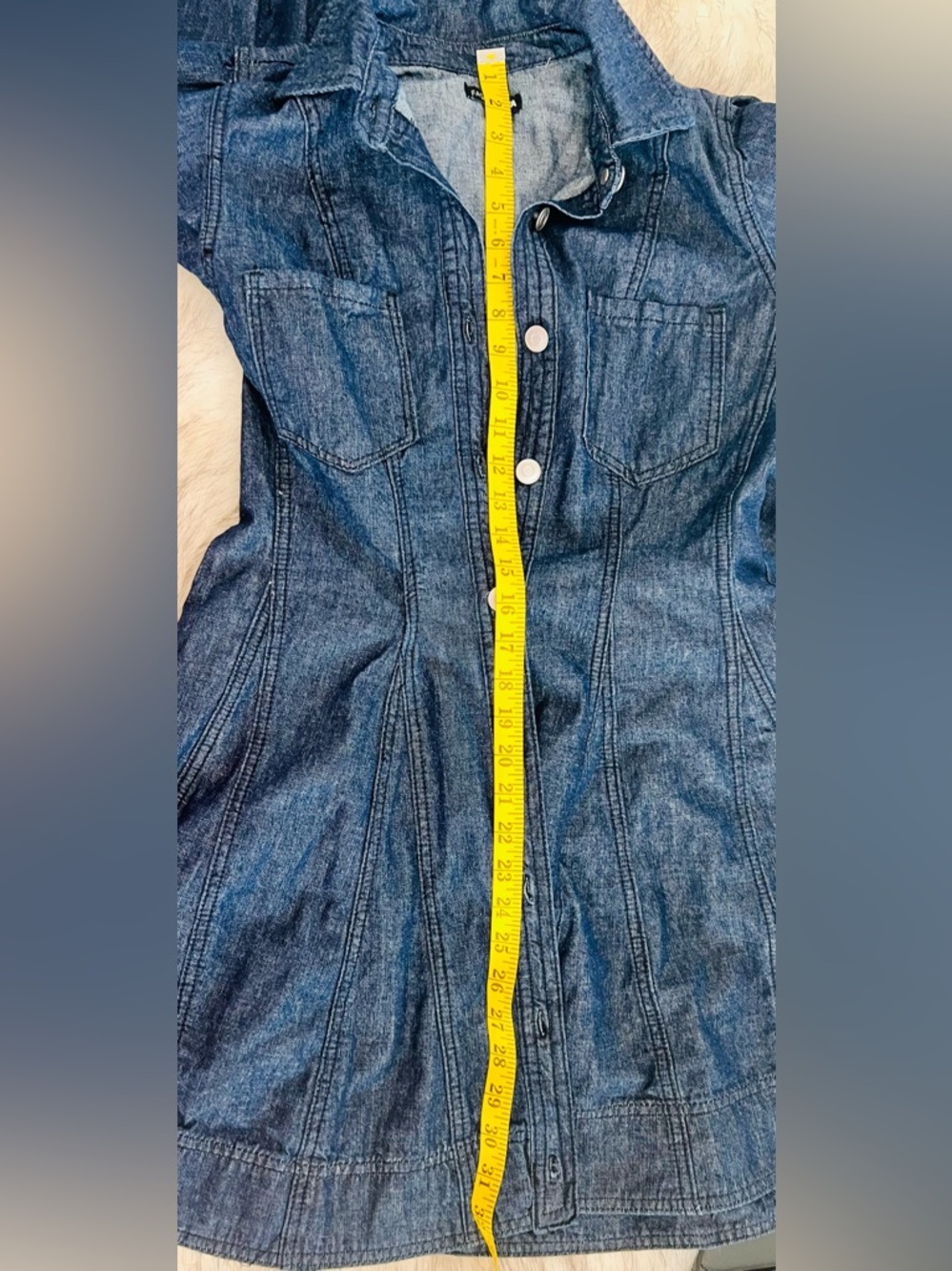 Fashion Nova Denim Button Front Mini Shirt Dress | Long Sleeve Collare - Picture 7 of 7